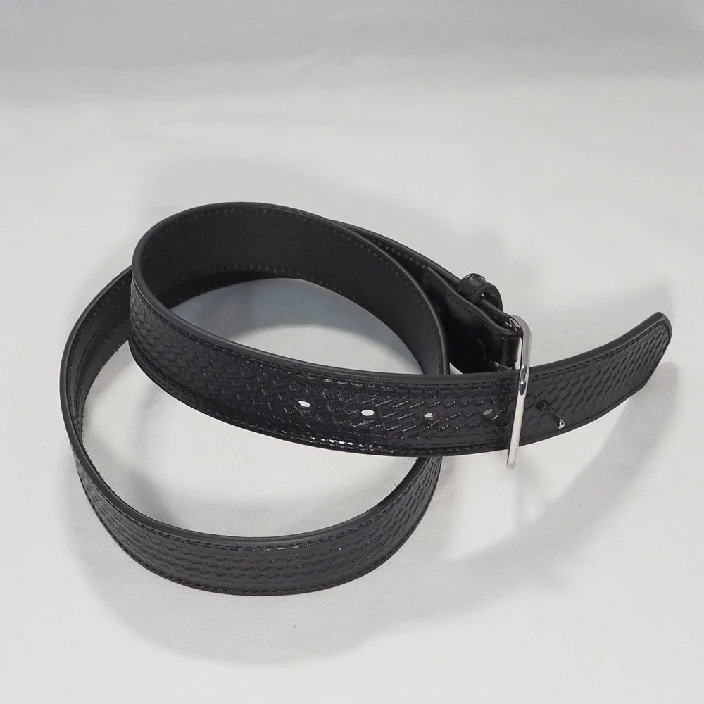 Nocona Money Belt Mens 38 Black Leather Embossed Basketweave Hidden Stash Pocket